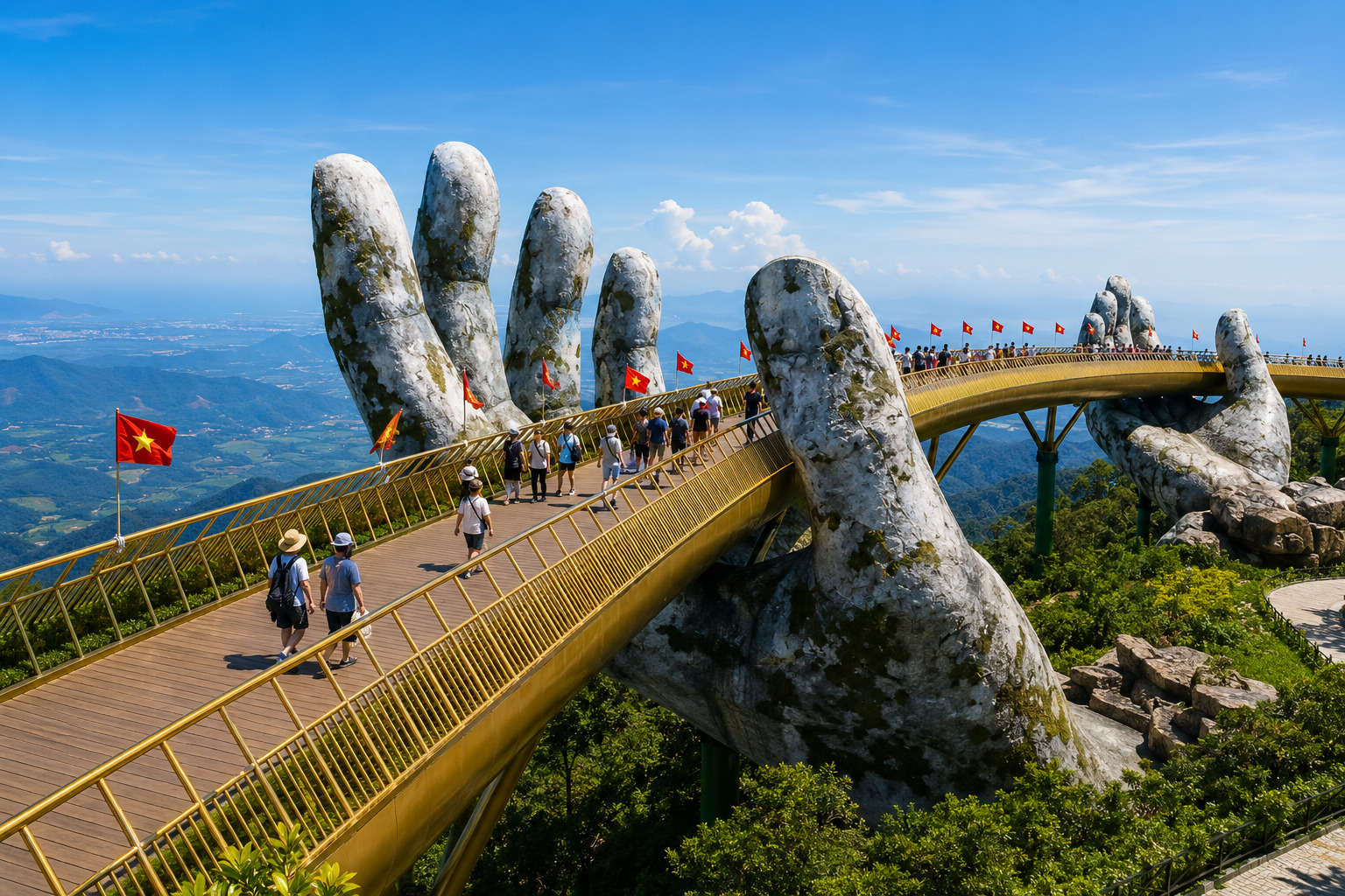 Golden Bridge at Ba Na Hills Da Nang Vietnam travel attraction