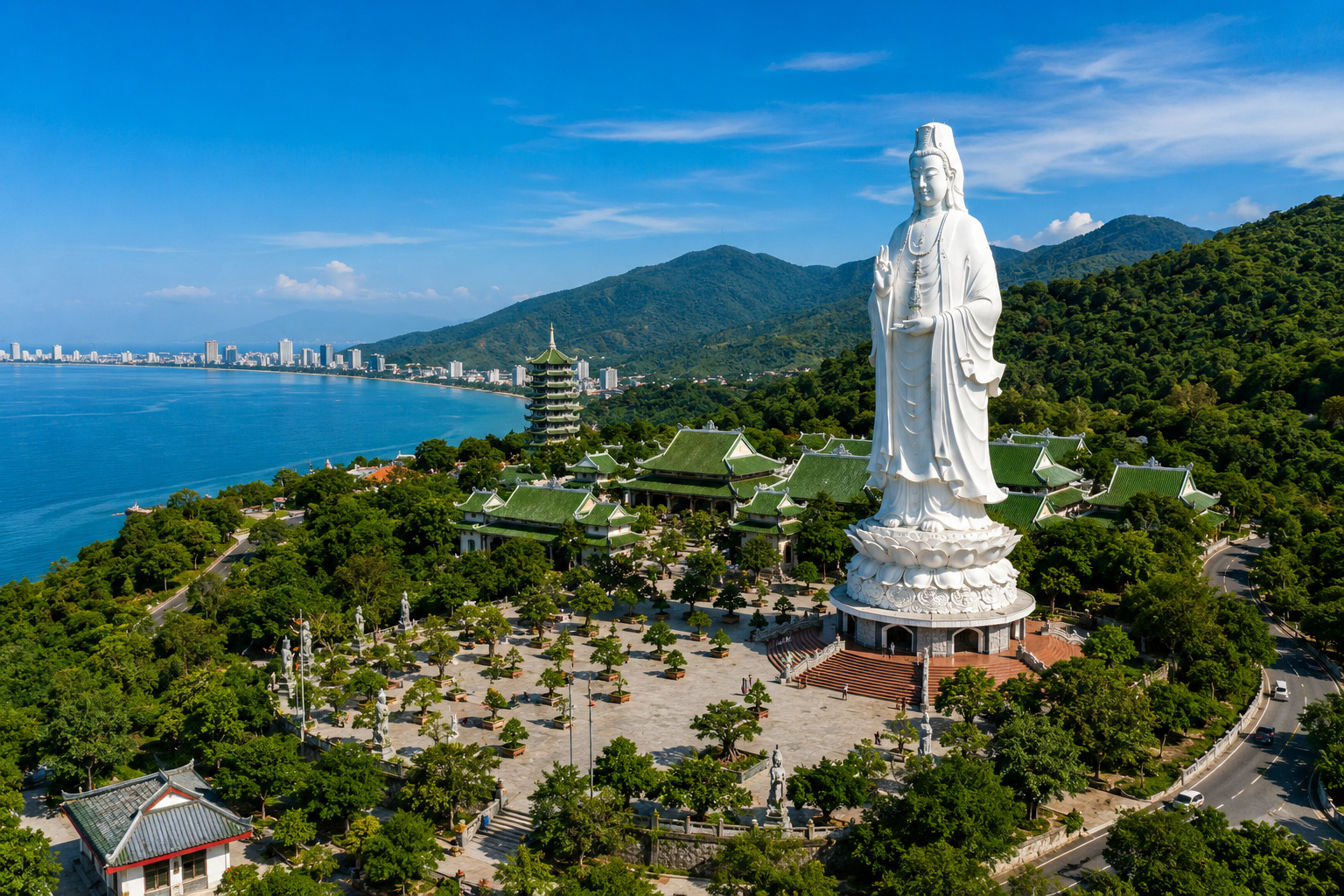 Linh Ung Pagoda and Lady Buddha on Son Tra Peninsula Da Nang