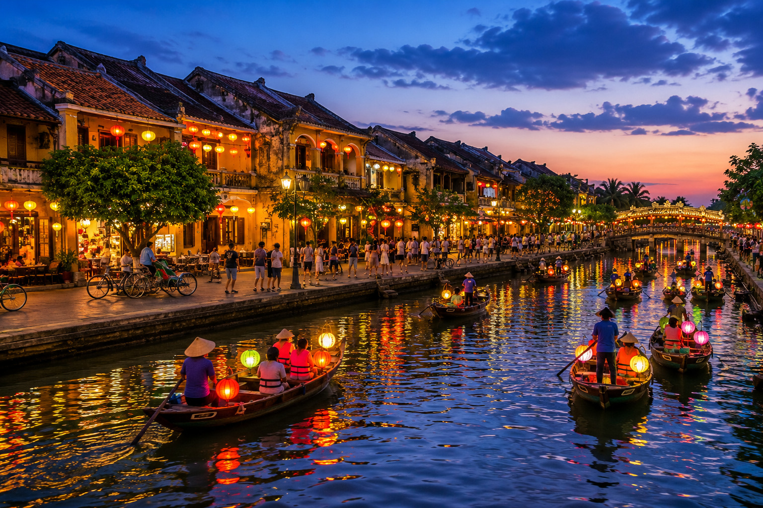 Hoi An Ancient Town lantern river night view near Da Nang